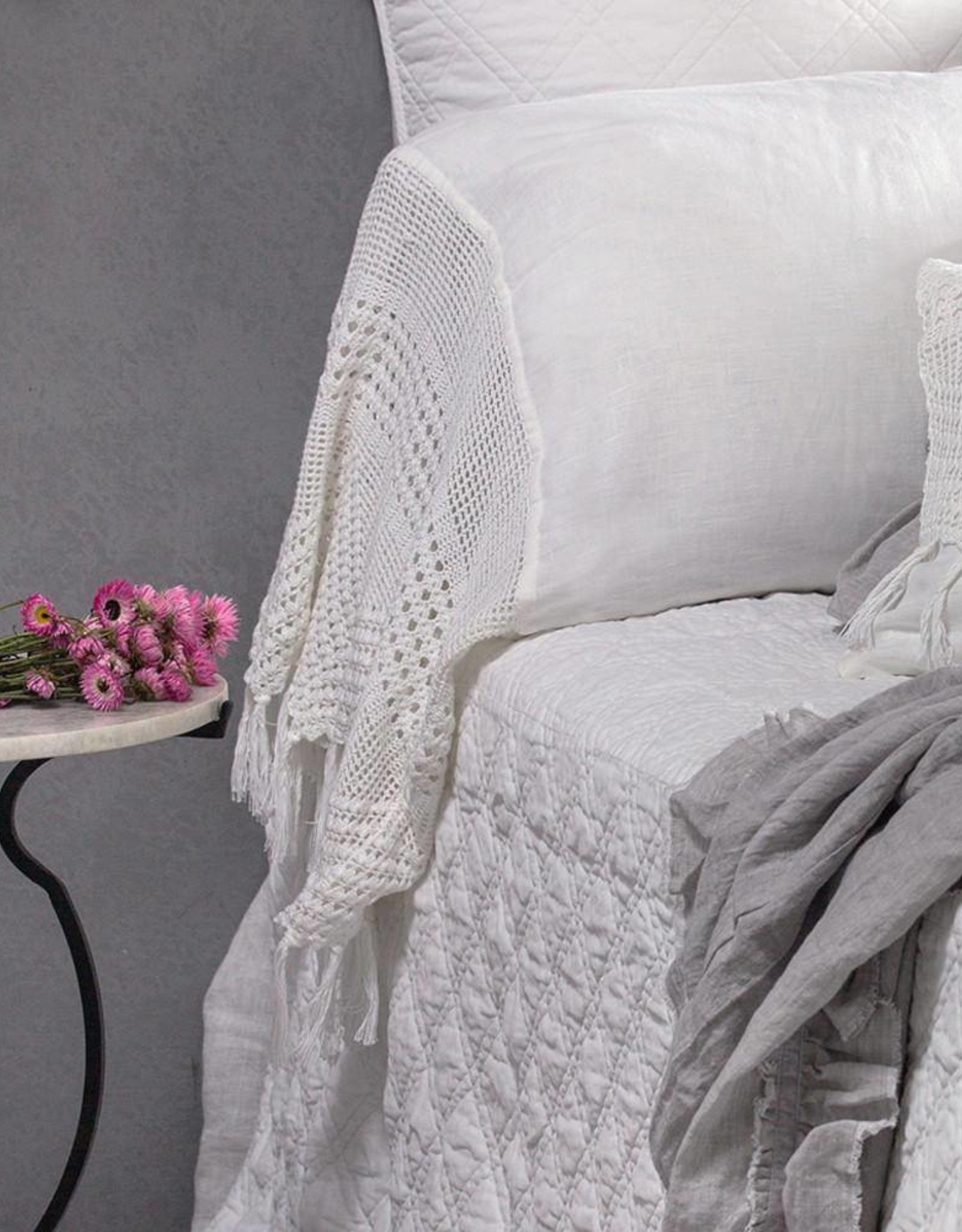 Pom Pom at Home Vintage Crochet King Pillowcases - White