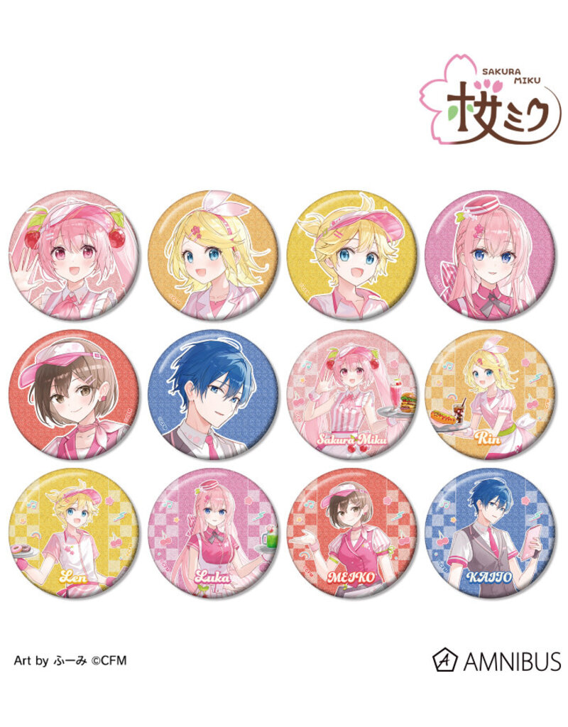Amnibus Sakura Miku American Diner ver. Art by Fumi Trading Glitter Tin Badge(Single)