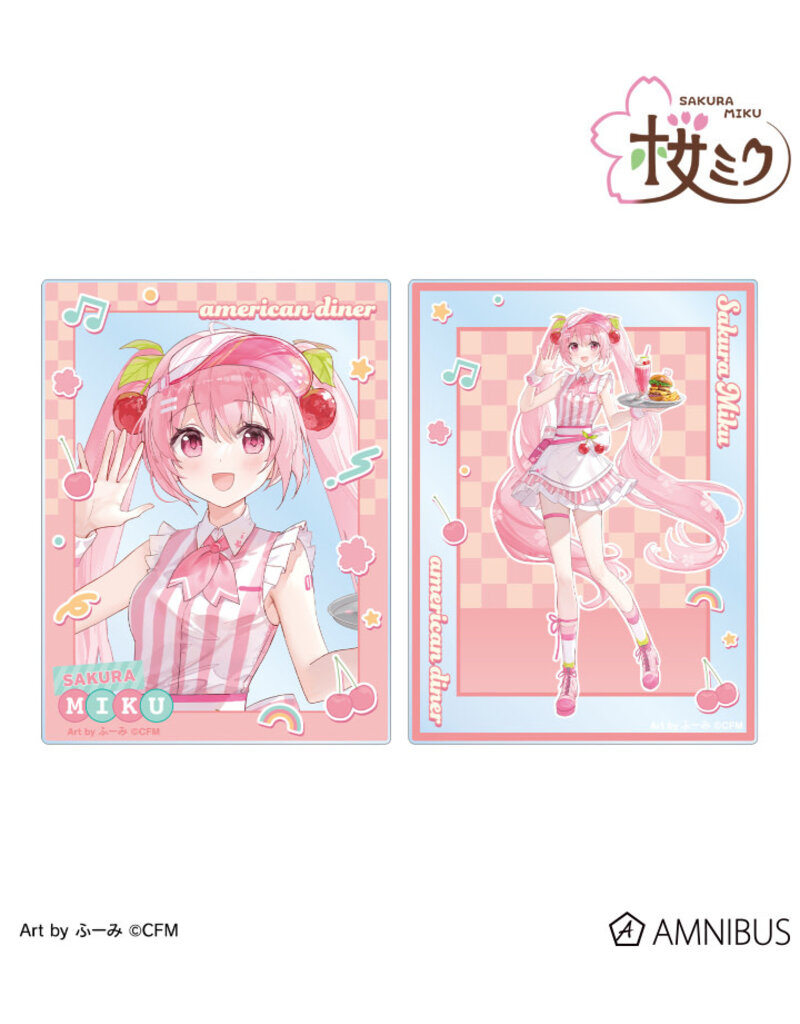 Amnibus Sakura Miku American Diner ver. Art by Fumi Acrylic Card2 Piece set