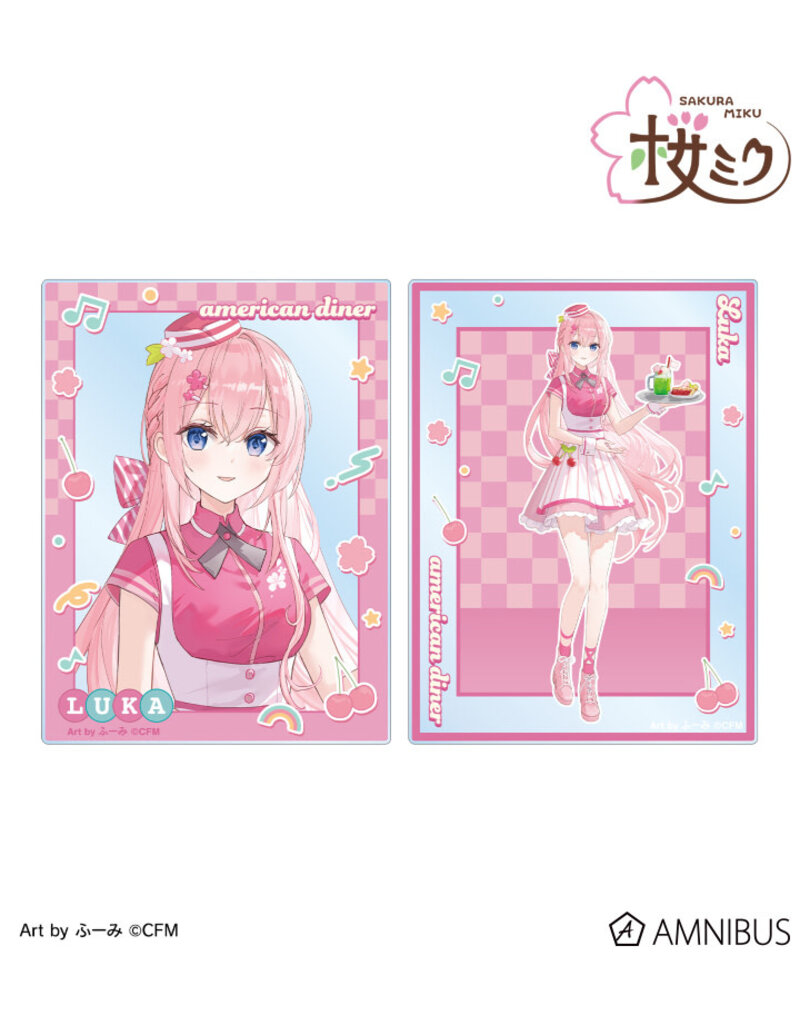 Amnibus Sakura Miku American Diner ver. Art by Fumi Acrylic Card2 Piece set