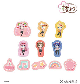 Amnibus Sakura Miku Group Chibi Chara Flake Sticker