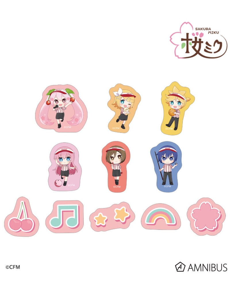 Amnibus Sakura Miku Group Chibi Chara Flake Sticker