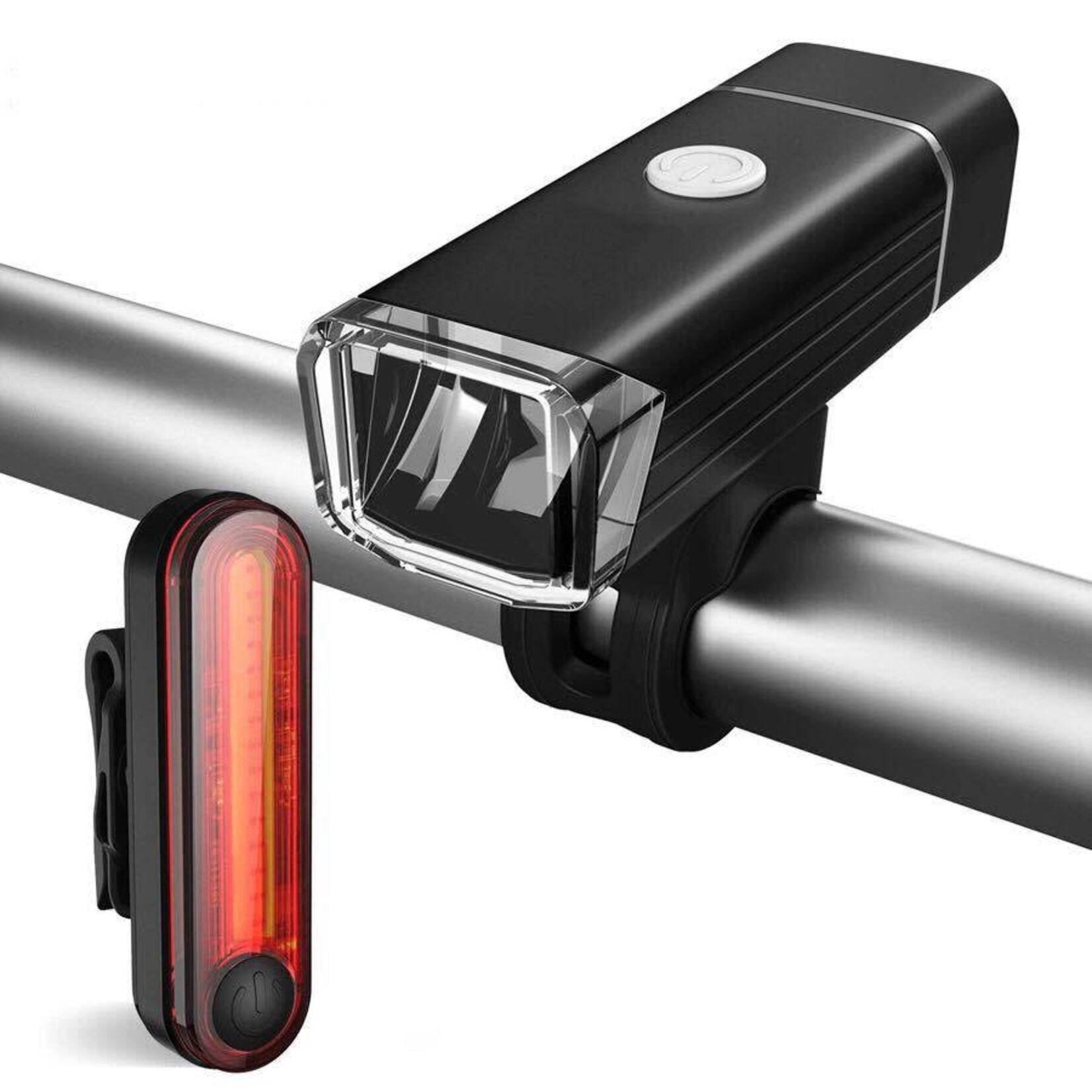 BC USB Rechargeable 180 Lumen Front and Rear Bike Light Set