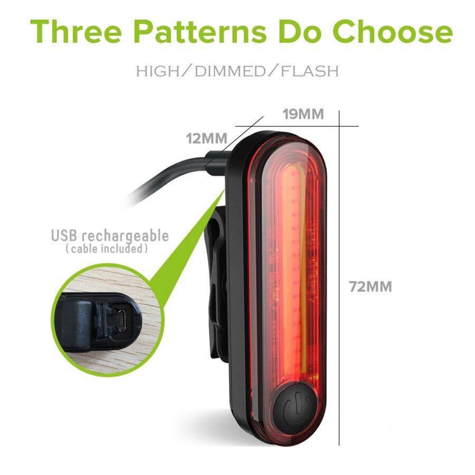 BC USB Rechargeable 180 Lumen Front and Rear Bike Light Set