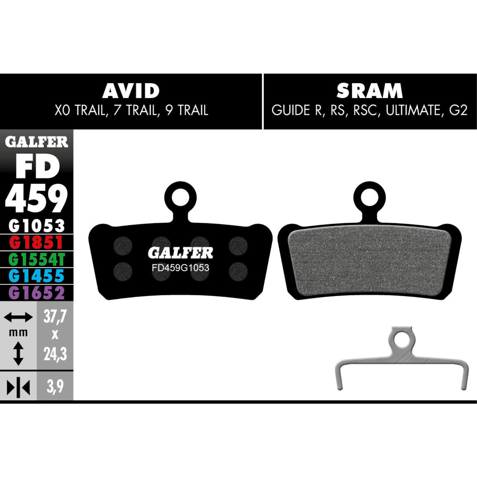 Galfer FD459 BRAKE PADS SRAM GUIDE R-RS-RSC, AVID XO TRAIL