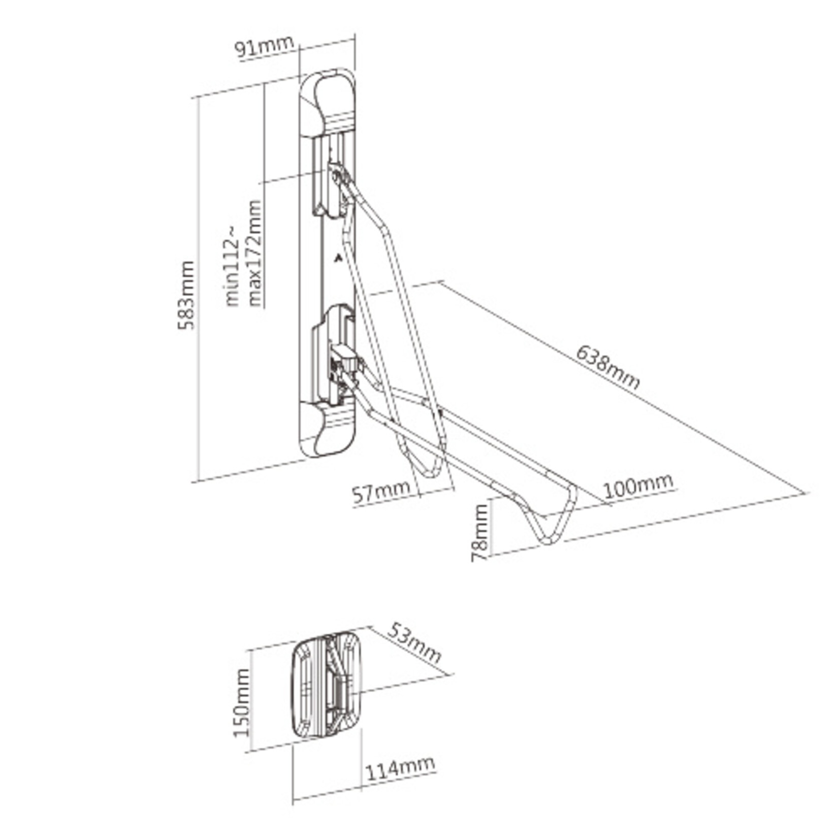 BIKE RAKZ EZI FOLD Small <2.1" Wall-mounted Bike Rack