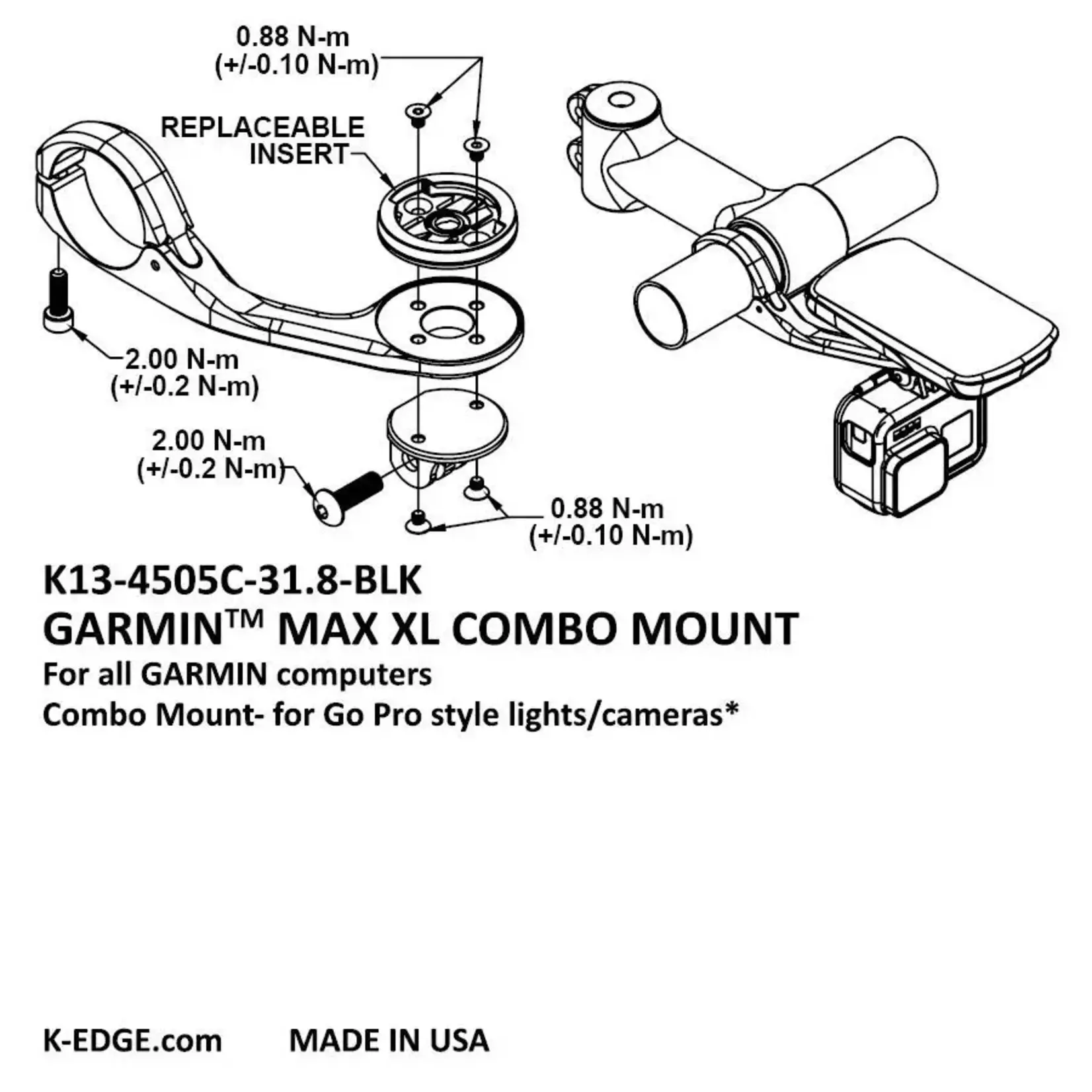 K Edge K-EDGE Garmin Max XL Combo Mount 35mm