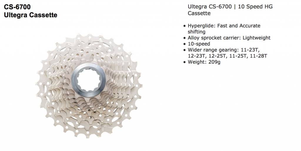 Shimano CS-6700 Ultegra 10-Speed Cassette - Bicycle Drivetrain Component