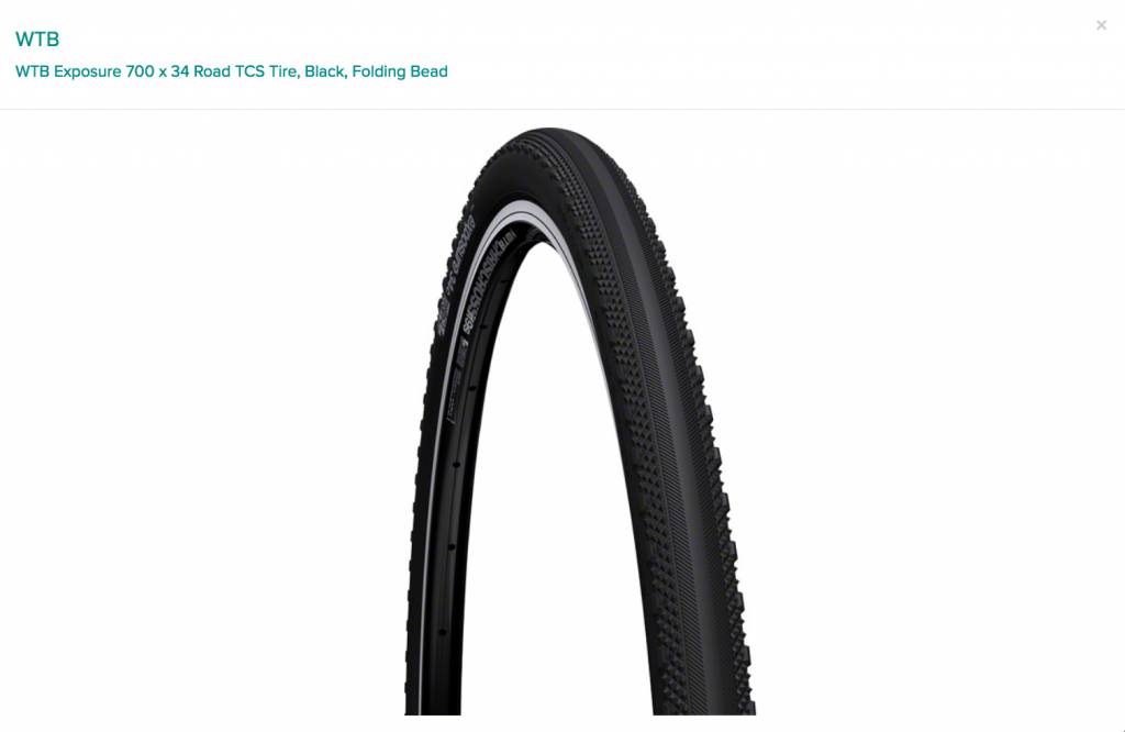 WTB WTB Exposure 700 x 34 Road TCS Tire, Black, Folding Bead