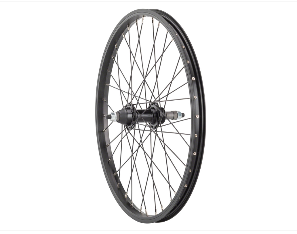 Sta-Tru Sta-Tru Single Wall Rear Wheel - 20", Bolt On 3/8" x 135mm, Rim Brake, Freewheel, Black, Clincher