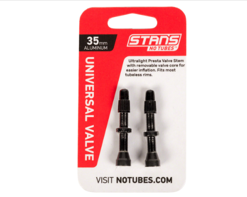 Stan's No Tubes Stan's NoTubes 35mm Tubeless Valves: Pair, Black