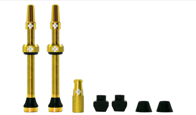 Muc-Off Muc-Off Tubeless Valve Kit: Gold, fits Road and Mountain, 60mm, Pair