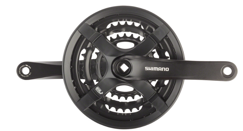 Shimano Shimano Tourney FC-TY501 Crankset - 170mm, 6/7/8-Speed, 42/34/24t, Riveted, Square Taper JIS Spindle Interface, Black