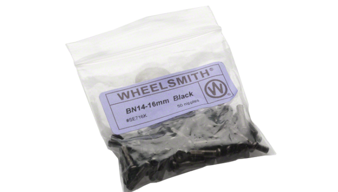 Wheelsmith Wheelsmith 2.0 x 16mm Black Brass Nipples, Bag of 50