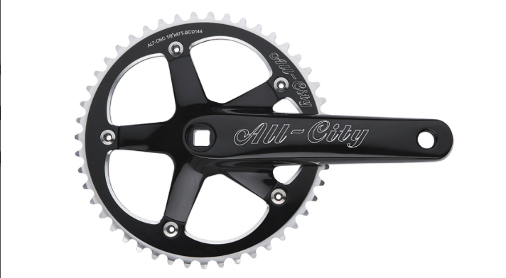 All-City All-City 612 Track Crankset - 170mm, Single Speed, 46t, 144 BCD, Square Taper JIS Spindle Interface, Black