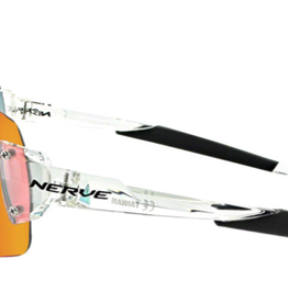 Optic Nerve Optic Nerve FixeBLAST Sunglasses - Shiny Crystal Clear, Smoke Lens with Red Mirror