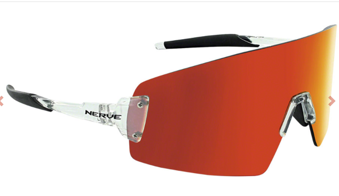 Optic Nerve Optic Nerve FixeBLAST Sunglasses - Shiny Crystal Clear, Smoke Lens with Red Mirror