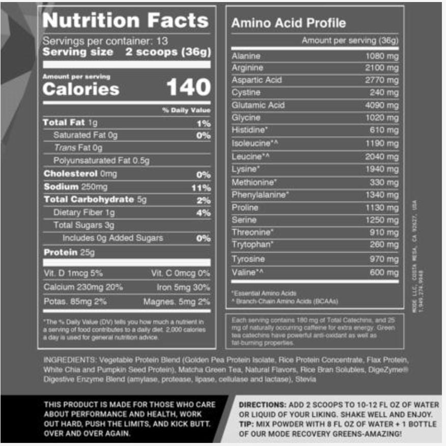 MOde Sports Nutrition MOde Sports Nutrition Plant Based Power Protein