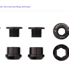 Wolf Tooth Wolf Tooth 1x Chainring Bolt Set - 6mm, Dual Hex Fittings, Set/5, Black