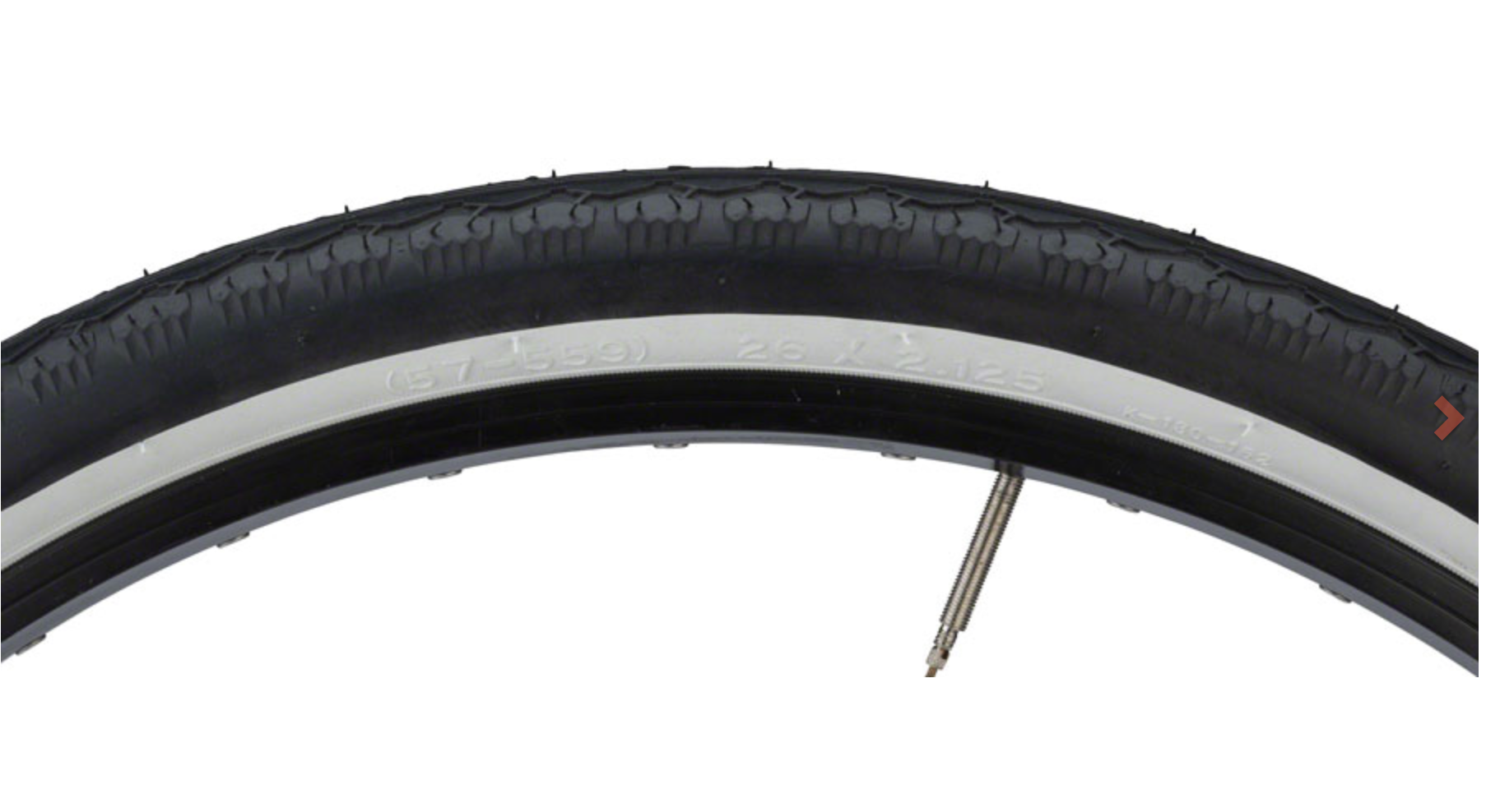 Kenda Kenda Cruiser K130 Tire - 26 x 2.125, Clincher, Wire, Black/White, 22tpi