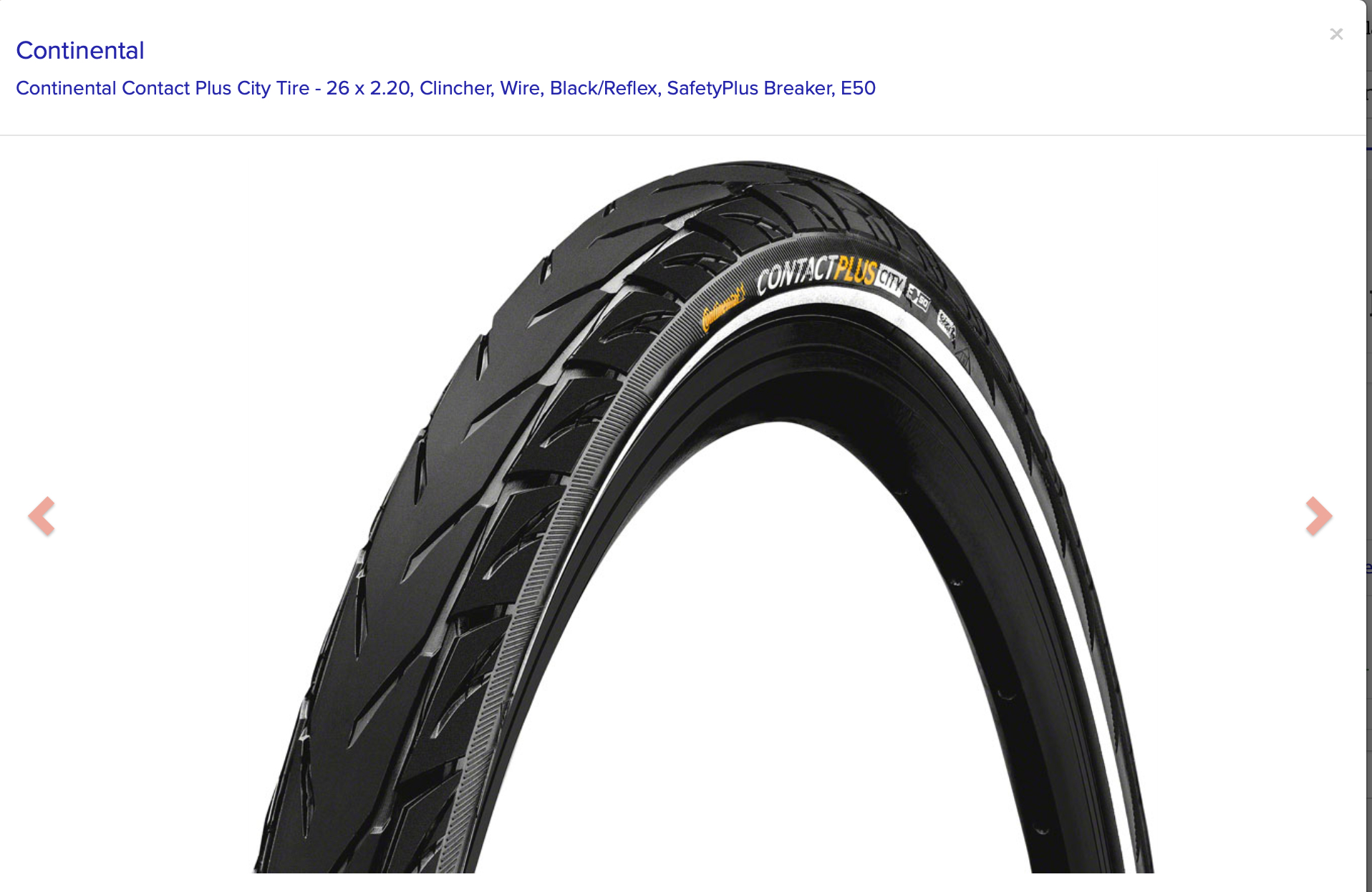 Continental Continental Contact Plus City Tire - 26 x 2.20, Clincher, Wire, Black/Reflex, SafetyPlus Breaker, E50