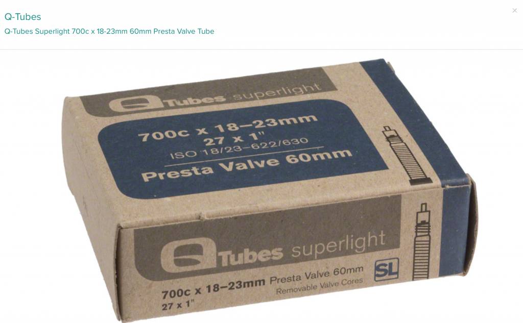 Q-Tubes Q-Tubes Superlight 700c x 18-23mm 60mm Presta Valve Tube