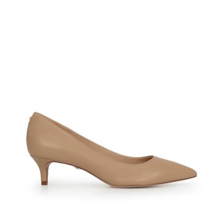 nude leather kitten heels