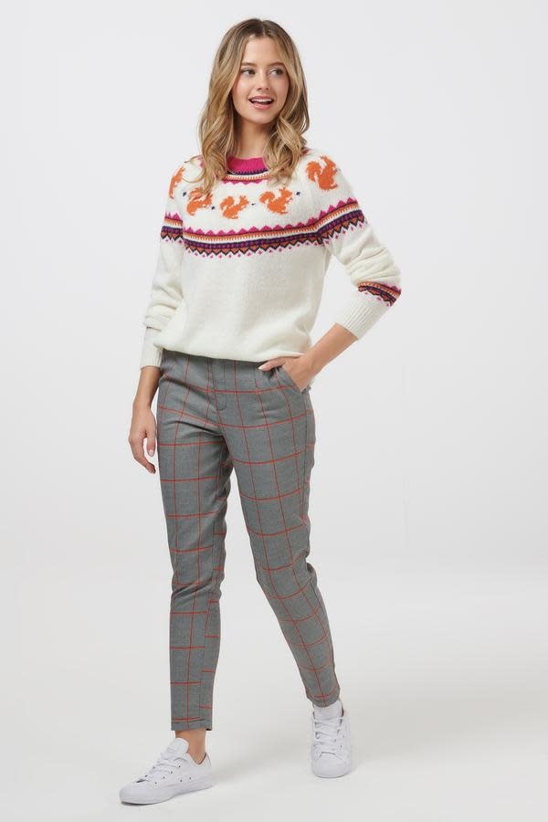 checkered slim fit trousers