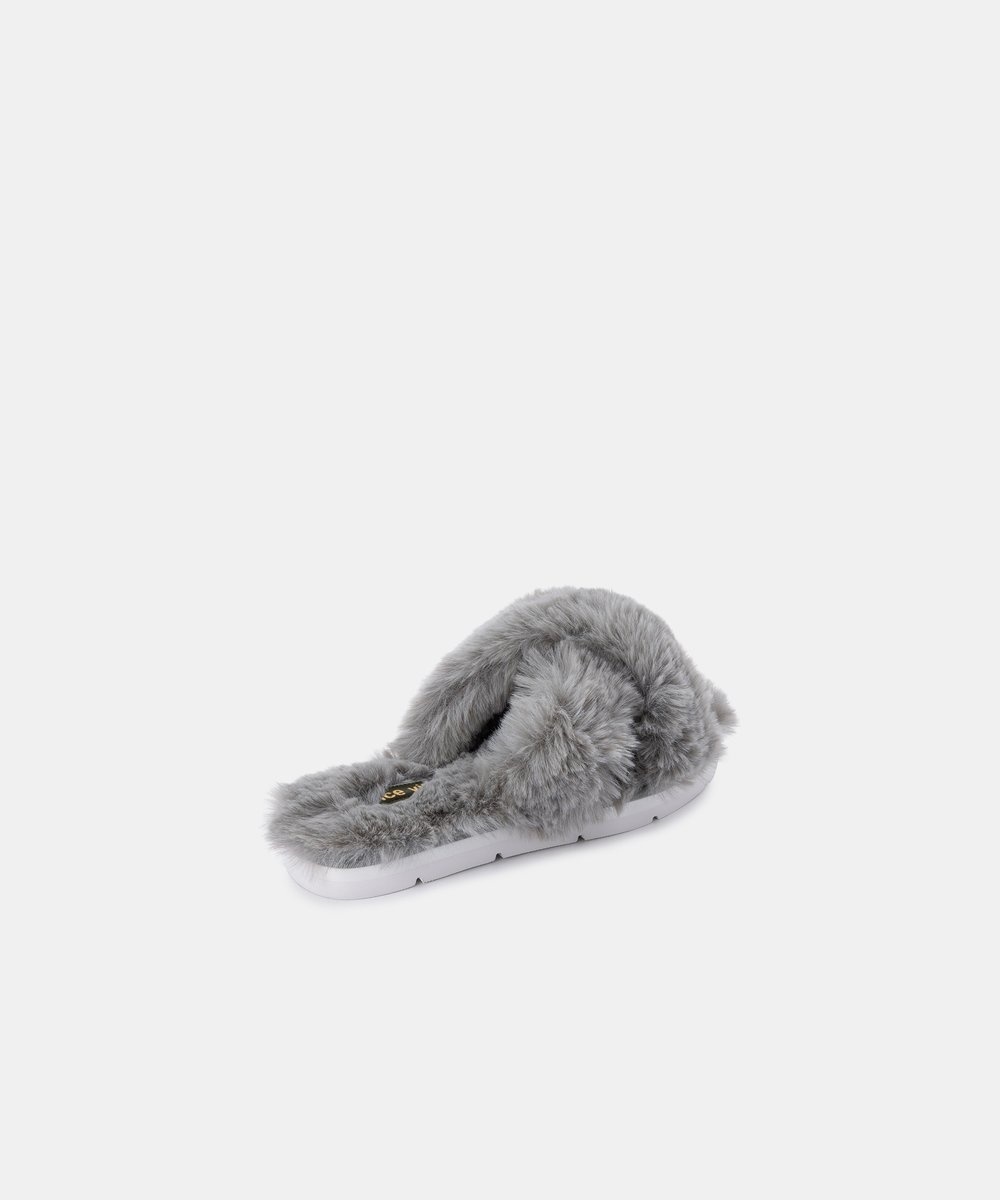 Dolce Vita Pillar Gray Faux Fur Slippers