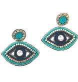 Allie Beads Turquoise + Gold Accent Eye Drop Earrings