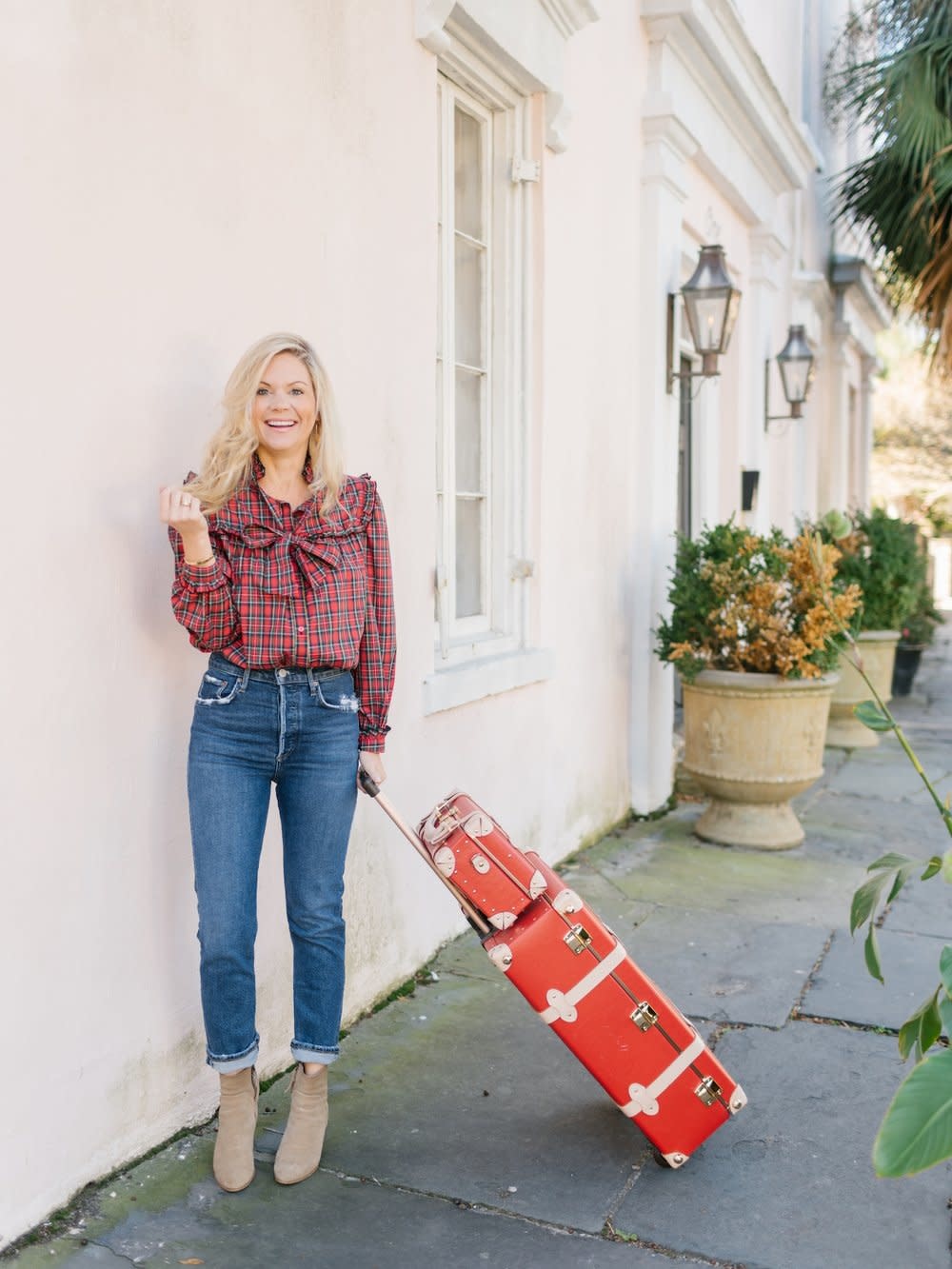ruffle plaid top