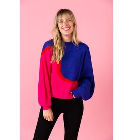 Crosby By Mollie Burch Miller Sweater Pink/Blue Colorblock