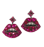 Allie Beads Magenta Jeweled Lip Earrings