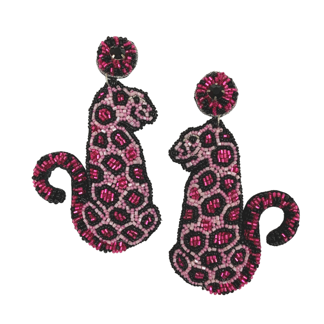 Allie Beads Pink Leopard Earrings