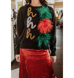 Queen of Sparkles Ho Ho Ho Feather Sweater