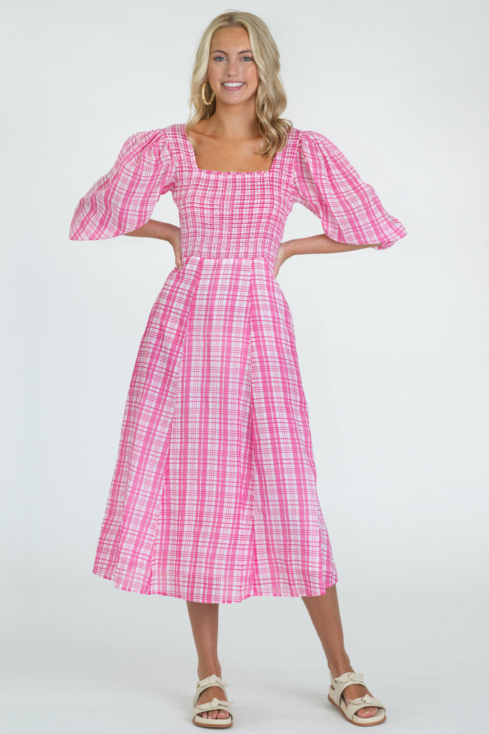 Olivia James the Label Bridget Dress Country Plaid Pink