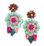 Allie Beads Multi Beaded Flower Earrings