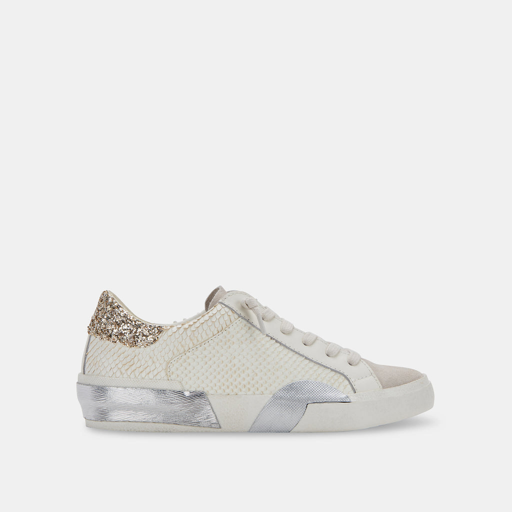 Zina Embossed White Sneaker - The Shoe Attic