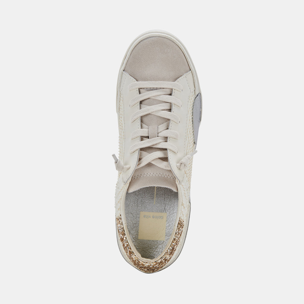 Zina Embossed White Sneaker - The Shoe Attic