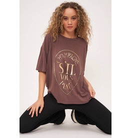 Project Social T Champagne Distressed Foil Perfect Bf Tee