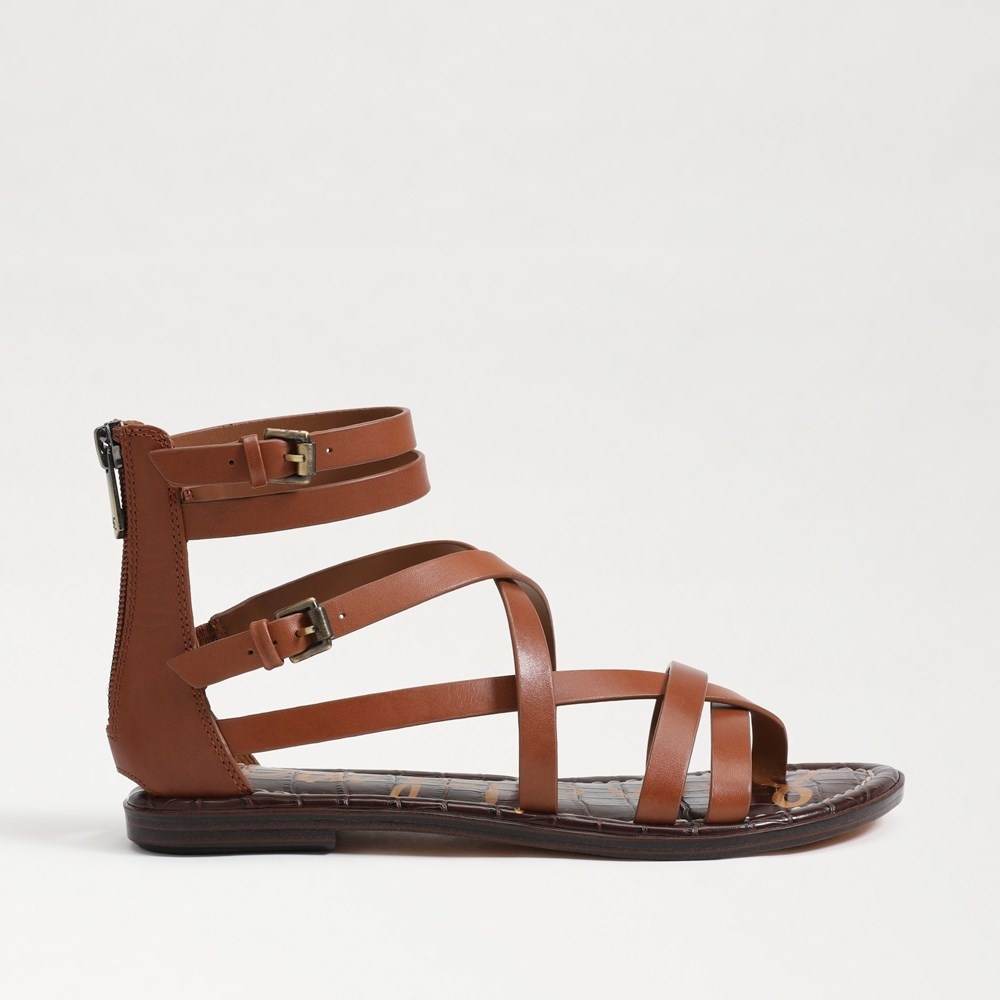 Women Braided Detail Gladiator Sandals, Back Zipper Vacation Flat Sandals  Brown | SHEIN USA