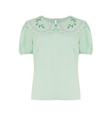 Sugarhill Brighton Macie Scallop Collar Top Floral Embroidery