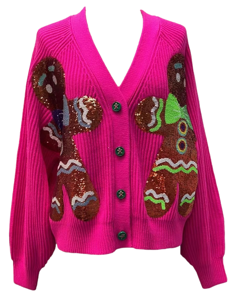Queen of Sparkles Gingerbread Hot Pink Cardigan