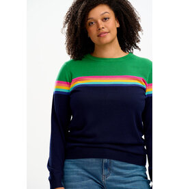 Sugarhill Brighton Rita Jumper - Navy/Green, Rainbow Split