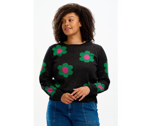 Rowena Jumper - Black, Sparkle Flowers - The Shoe Attic