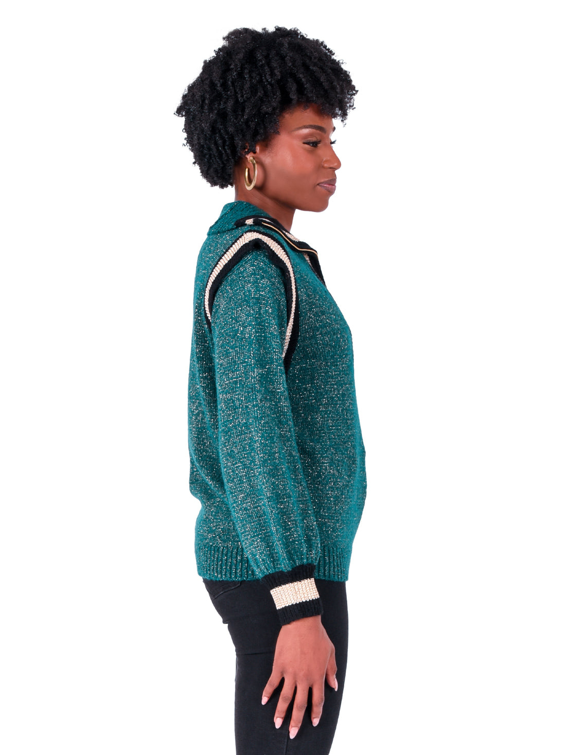 Emily McCarthy Poppy Pullover Sweater - Metallic Green