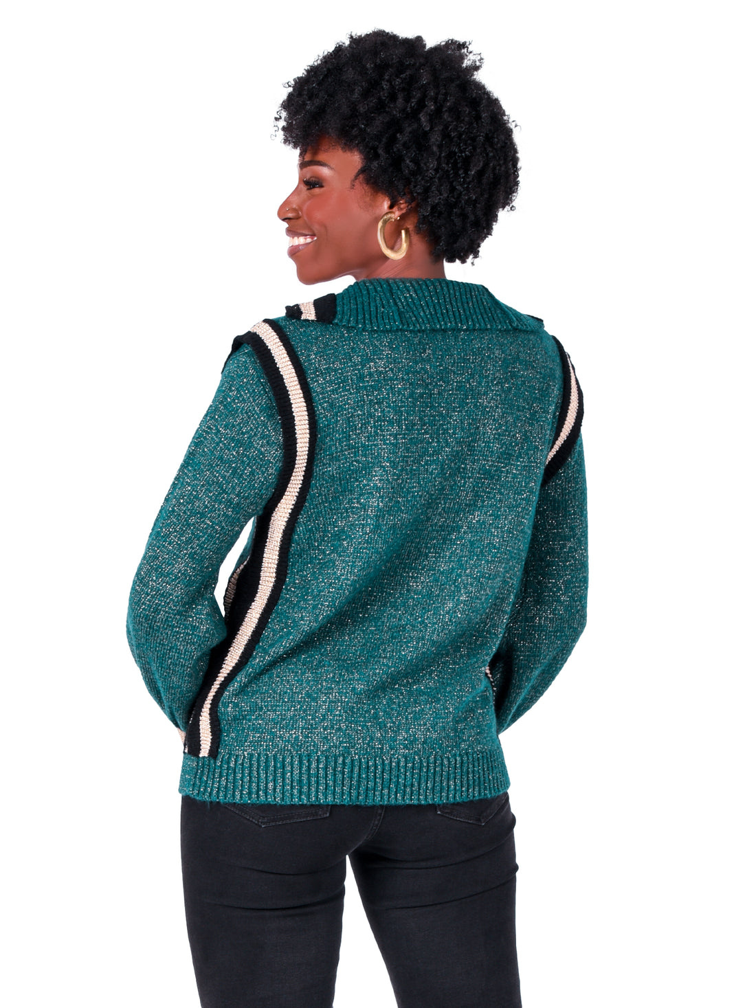 Emily McCarthy Poppy Pullover Sweater - Metallic Green