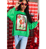 Queen of Sparkles Green Santa Drinking Coke Sweatshirt