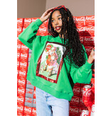 Queen of Sparkles Green Santa Drinking Coke Sweatshirt