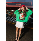 Queen of Sparkles Green Santa Drinking Coke Sweatshirt